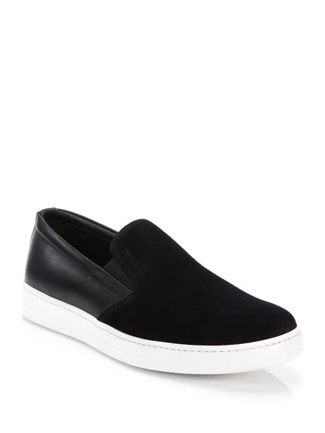 prada black slip on sneakers